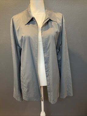Banana Republic Light Gray Zip-Front Raincoat, Mens